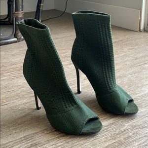 Olive Green Stretch Knit Sock Bootie